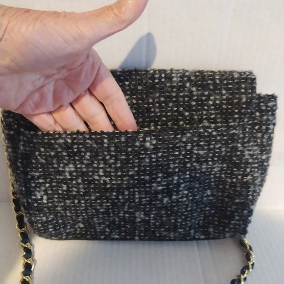Talbots Black Grey Tweed Classic Crossbody Bag - Picture 11 of 14